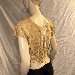 Gold lace backless crop